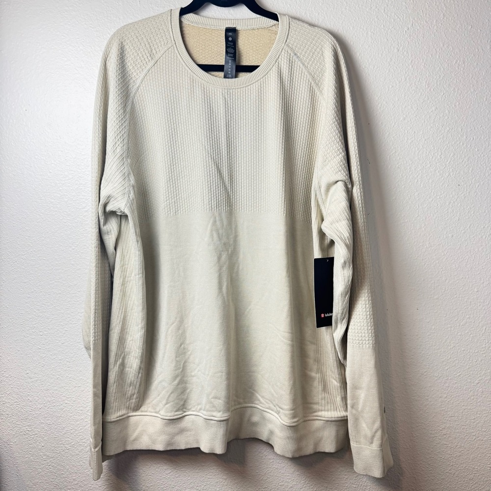 Lululemon Engineered Warmth Crewneck Merino Wool Blend Sweater Bone XXL LM3CLLS